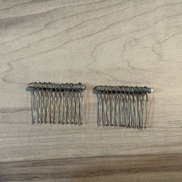 Set Of 2 Silver Rhinestone Crystal Hair Combs, Headpiece, Wedding Accessories - Picture 2 of 6